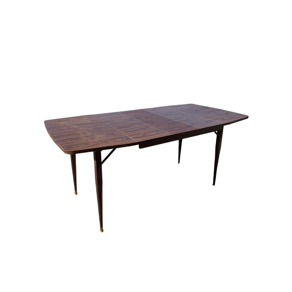 VTG MCM Chromecast kitchen table with leaf drop down 2-6 gold small large